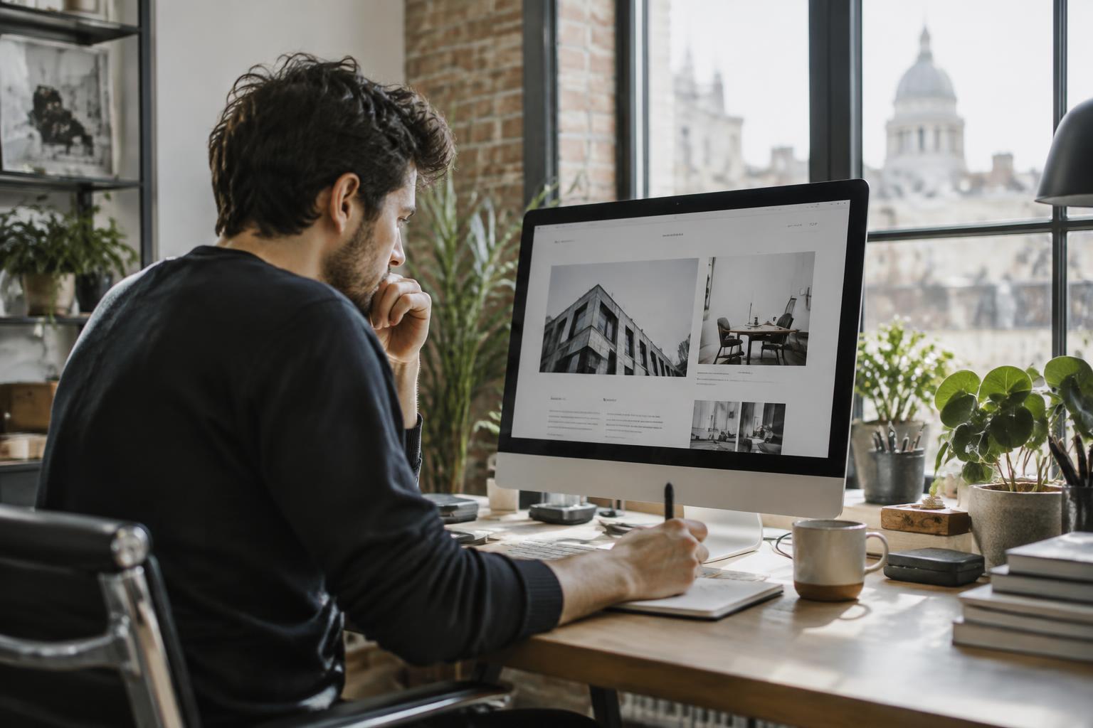Designers reviewing a website in a London studio